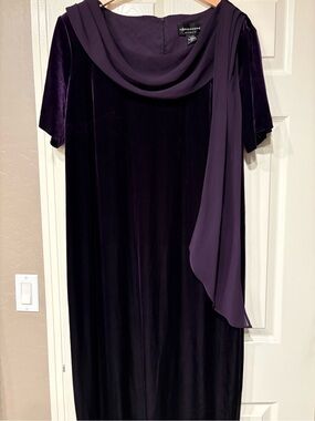 CONNECTED Vintage 90s Dark Purple Velvet Maxi Dress Size 18 Whimsigoth Elegant